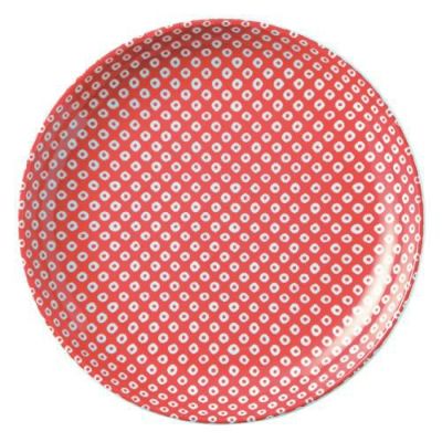 鹿の子 赤 19cm丸皿