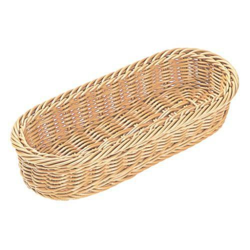 【飲食店定番】バスケット PPラタン 小判型カトラリーバスケット アイボリー CB-007-IV