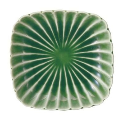 かすみ 緑 12cm丸角皿