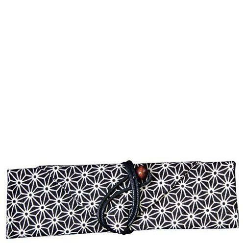 携帯用箸袋 麻の葉 黒 全長25cm 綿