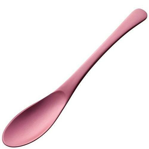 アルミ デザートスプーン アルマイト ピンク加工(1個箱)