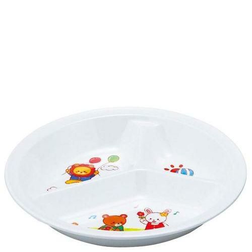 メラミン子供食器 みんなともだち。3ッ切ランチ皿 YMA－1 アイボリー