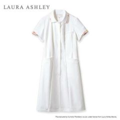 ナースワンピース 半袖 オフホワイト/アメリ ピンク LW403-12