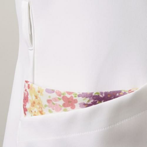 ナースジャケット 半袖 オフホワイト/アメリ ピンク LW601-12