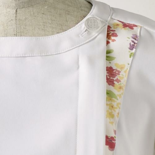 ナースジャケット 半袖 オフホワイト/アメリ ピンク LW601-12