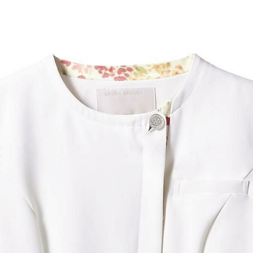 ナースジャケット 半袖 オフホワイト/アメリ ピンク LW802-12