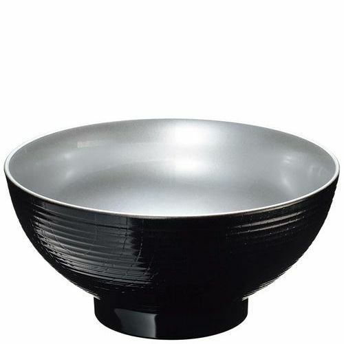 耐熱6寸乱筋木目丼 外黒内光銀