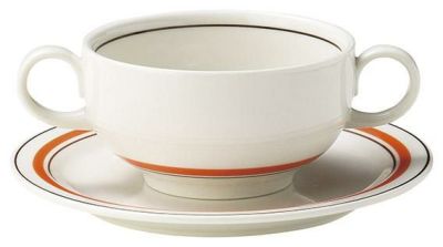 ブイヨン碗(スノートンオレンジ)スープ・カプチーノ・ブイヨン碗皿
