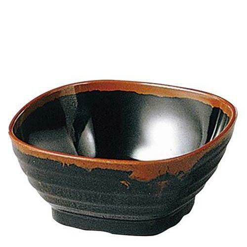 メラミン和食器 長次郎窯 角 小鉢 AN－50 B内黒