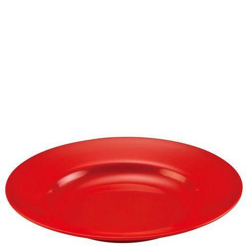 メラミン給食用食器 平皿 リム型(ラーメン丼受皿兼用 小)No.26A 8インチ 赤