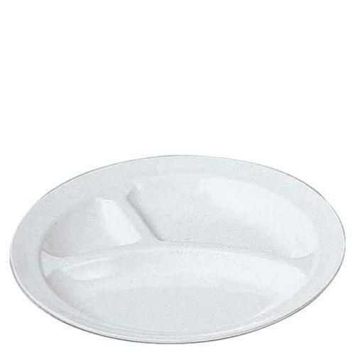 メラミン給食用食器 丸 ランチ皿 No.52 大 3ツ切 白