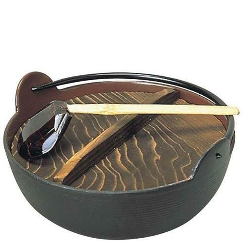 五進 鉄 田舎鍋 21cm 杓子付 ホーロー(E－13)