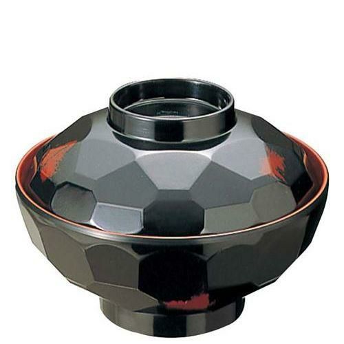 亀甲 汁椀 No.10A 曙内朱 蓋 メラミン