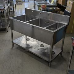 中古】二槽シンク ダスト付き BGあり 幅1200×奥行600×高さ780 【送料