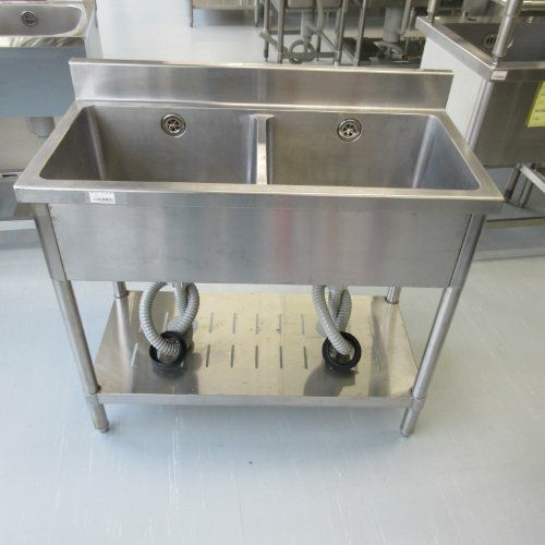 中古】二槽シンク BGあり 幅900×奥行450×高さ780 【送料別途見積 