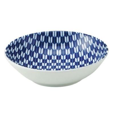 矢絣 青 13.5cm浅ボウル
