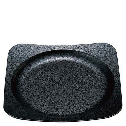 渕丸角皿 黒石目