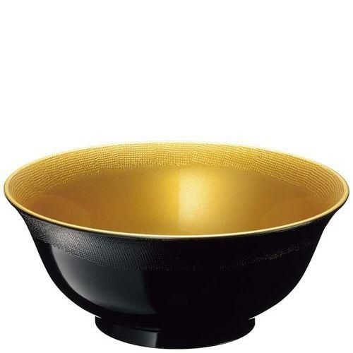 耐熱6．5寸羽反渕布目丼 外黒内光金