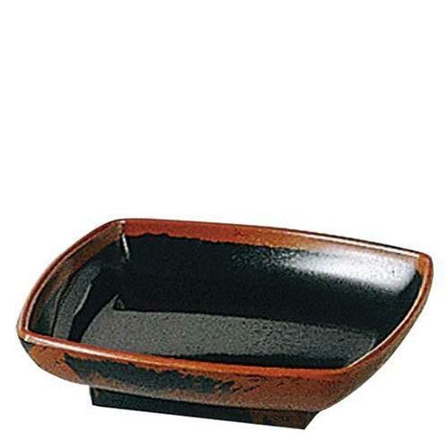 メラミン和食器 長次郎窯 角 小皿 AN－55 B内黒