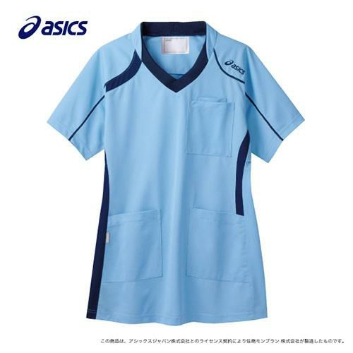 スクラブ 兼用 半袖 ペールブルー×ネイビー CHM301-0309