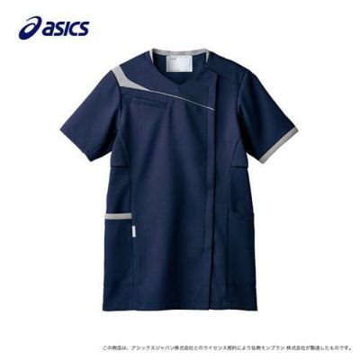 スクラブ レディス 半袖 ネイビー×グレー CHM354-0940