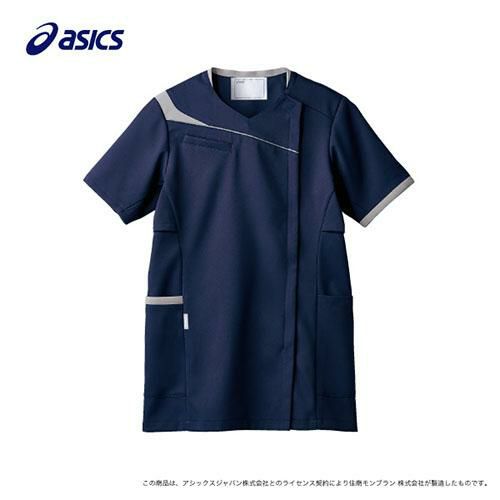 スクラブ レディス 半袖 ネイビー×グレー CHM354-0940