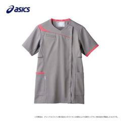 スクラブ レディス 半袖 グレー×ホットピンク CHM354-4042