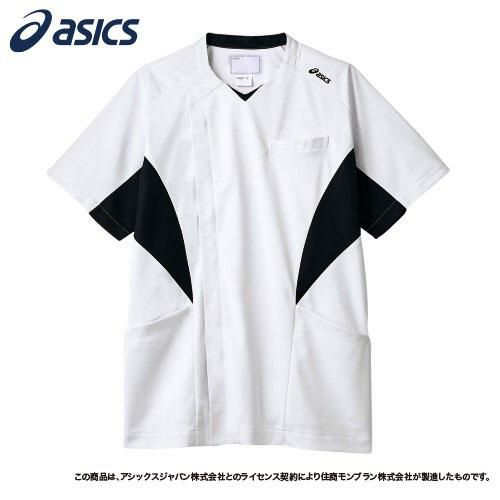 スクラブ メンズ 半袖 ホワイト×ネイビー CHM857-19