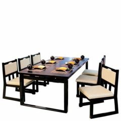 受注生産品】木製テーブル座卓 8本脚・ずり脚 3人膳(H600／H325)黒乾漆