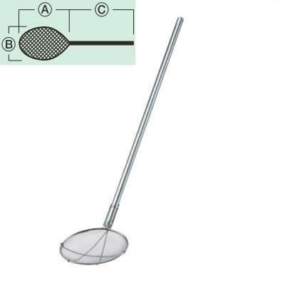 TS 18-8 パイプ柄丸型給食用スクイ網短柄 24cm 2.5メッシュ