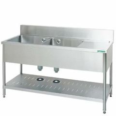 TXA－2SL－150 18-0 水切左付二槽シンク(バックガード付)/業務用/新品