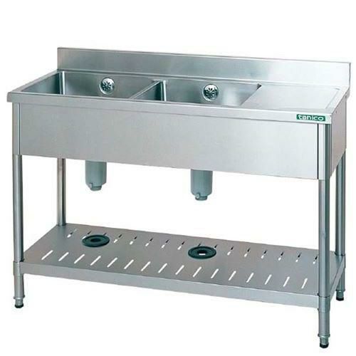 TXA-2SB-150 【タニコー】18-0 台付二槽シンク(バックガード付)左付