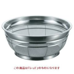 BK 18-8 カラーバー付 F型ザル 普通目 25cm レッド レッド