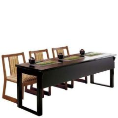 受注生産品】木製テーブル座卓 8本脚・ずり脚 3人膳(H600／H325)黒乾漆