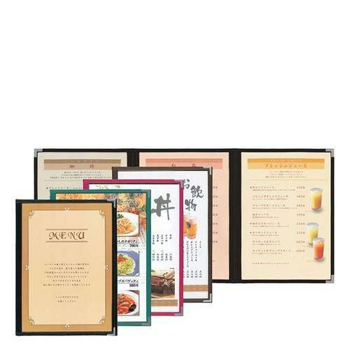 【シンビ】洋風メニューブック ABW-8 3ッ折6ページ 赤