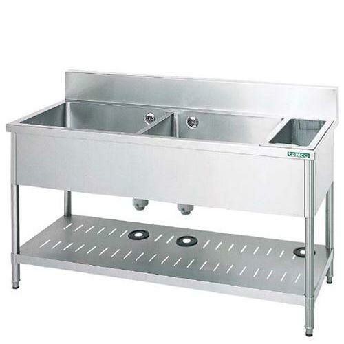 TXA-2SD-120 【タニコー】ダスト右付二槽シンク(バックガード付)