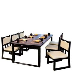 受注生産品】木製テーブル座卓 8本脚・ずり脚 3人膳(H600／H325)黒乾漆