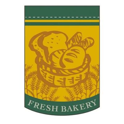 変形タペストリー 「FRESH BAKERY 緑円カット」 のぼり屋工房