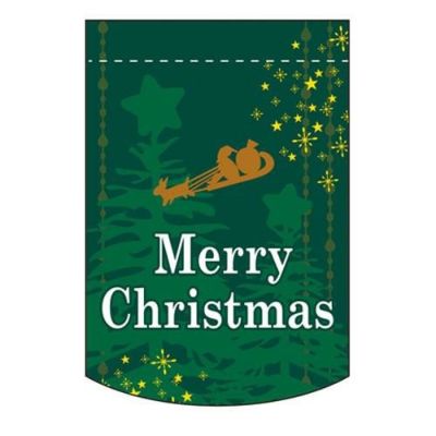 変形タペストリー 「Merry Christmas 緑 円 」 のぼり屋工房