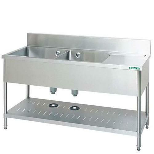 TXA-2SL-120 【タニコー】18-0 水切右付二槽シンク(バックガード付)