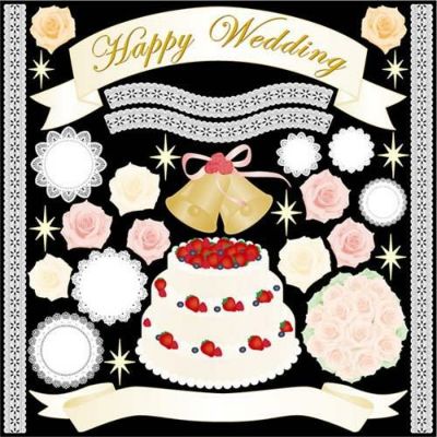 デコレーションシール Happy Wedding  のぼり屋工房