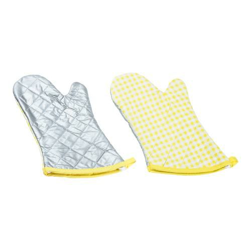 TKG チェック布製オーブンミット イエロー(左右1組)