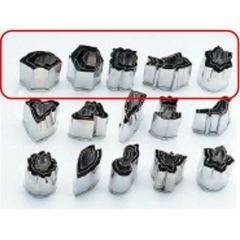 ステン手作り 生抜5種セット(各種3pcs) 末広、亀甲、柿のヘタ、鮎、水仙