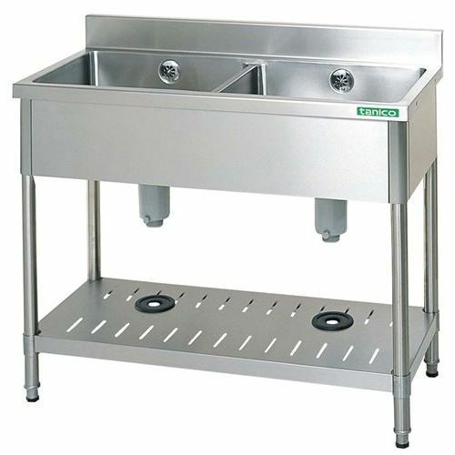 TXA-2S-1045 【タニコー】18-0 二槽シンク(バックガード付)