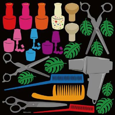 デコレーションシール 理美容(3)道具Bカラー のぼり屋工房