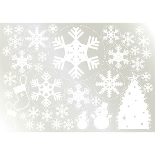 ウィンドウシール 雪の結晶(4)ツリー白 のぼり屋工房