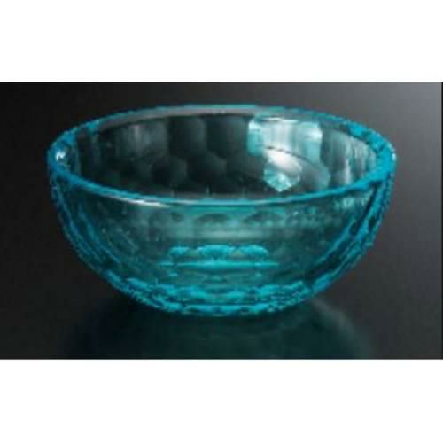 アクリル小付 φ80鉢 亀甲カット ブルー (全面塗)