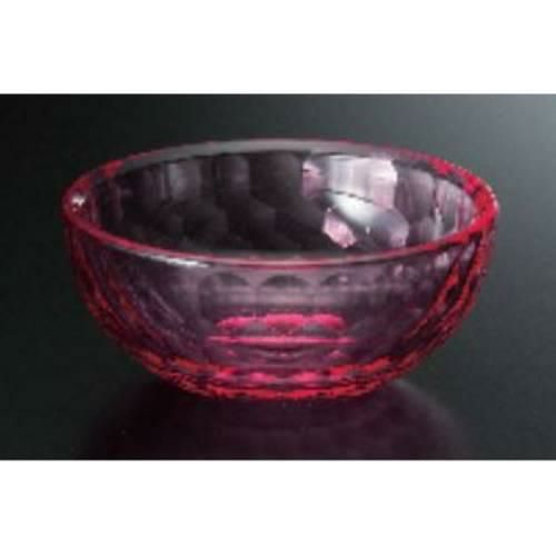 アクリル小付 φ80鉢 亀甲カッ ト レッド (全面塗)