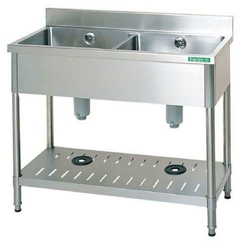 TXA-2S-1545 【タニコー】18-0 二槽シンク(バックガード付)