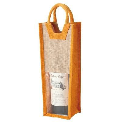 麻ワインバック窓付 １本用 オレンジ